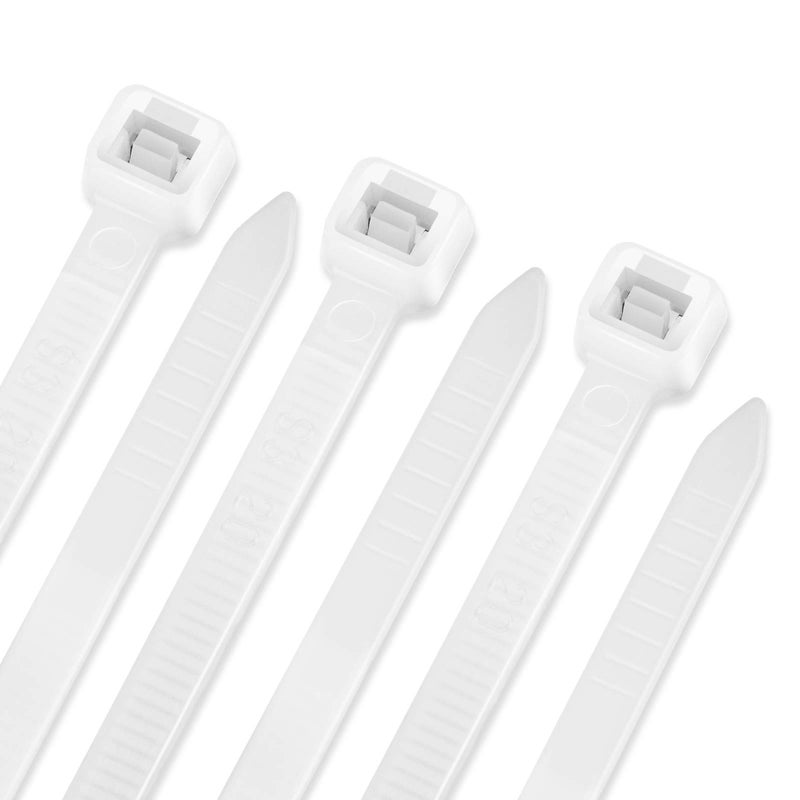 VAMRONE UL Listed Heavy Duty Cable Zip Ties 8 Inch, 500Pcs Industrial Nylon Durable Self Locking Wire Tie Wraps with 40 lbs Tensile Strength, Heat Resistant for Home Office Garage Multiple Use - White - Image 1